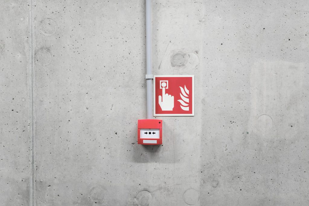 fire alarm button with signage